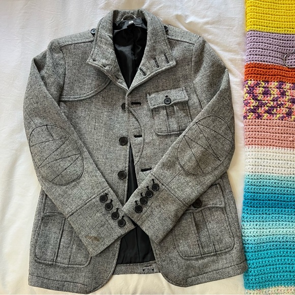 Grey Tweed Sport Jacket Blazer Coat 36R